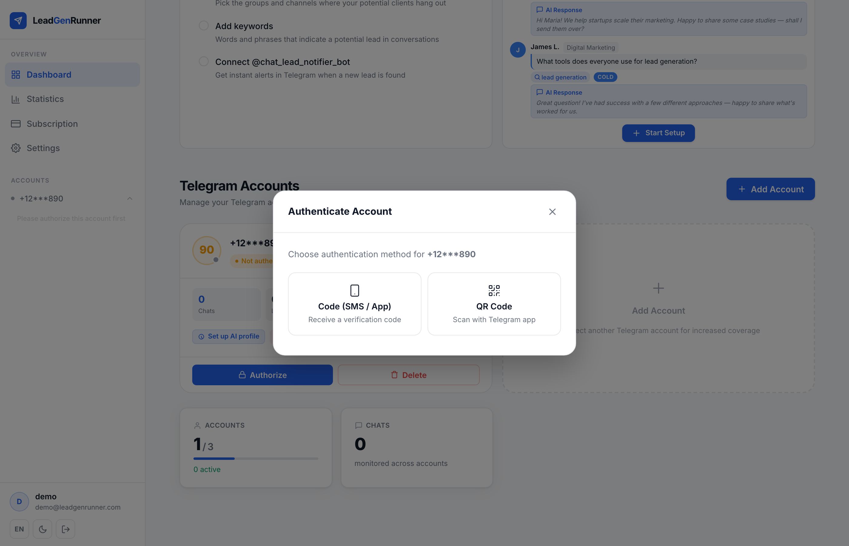 Dashboard & setup step 3
