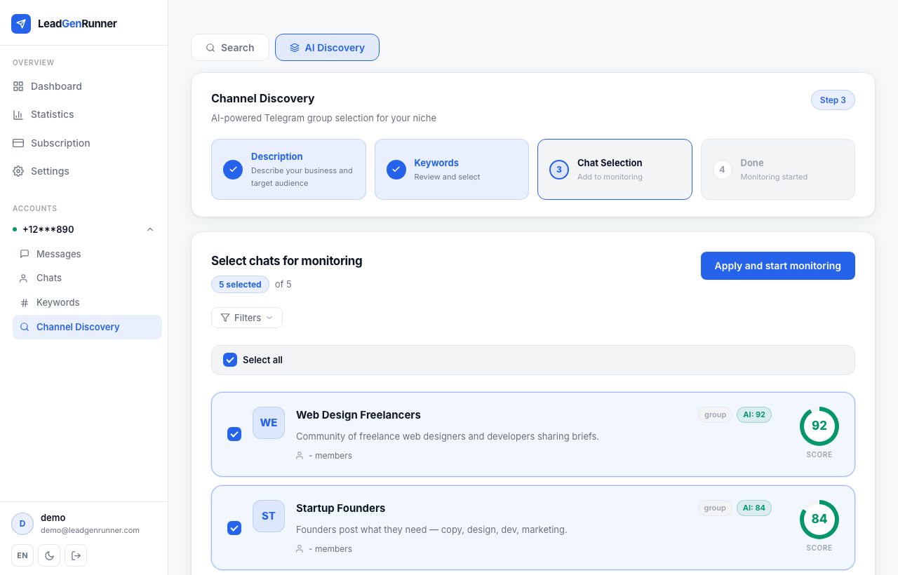 Channel discovery step 5