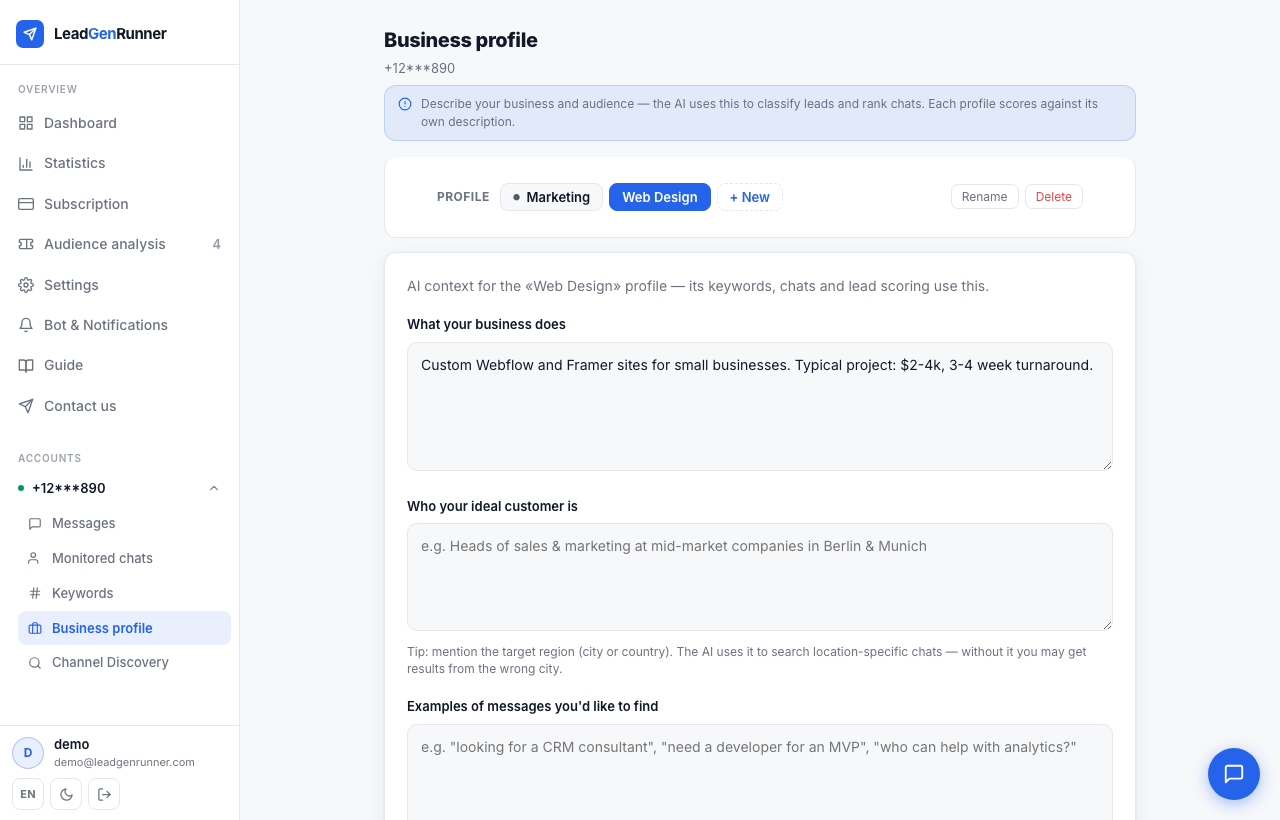 Multiple business profiles step 4