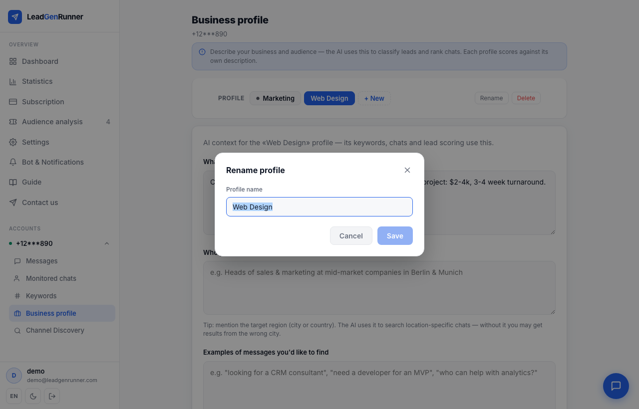 Multiple business profiles step 5