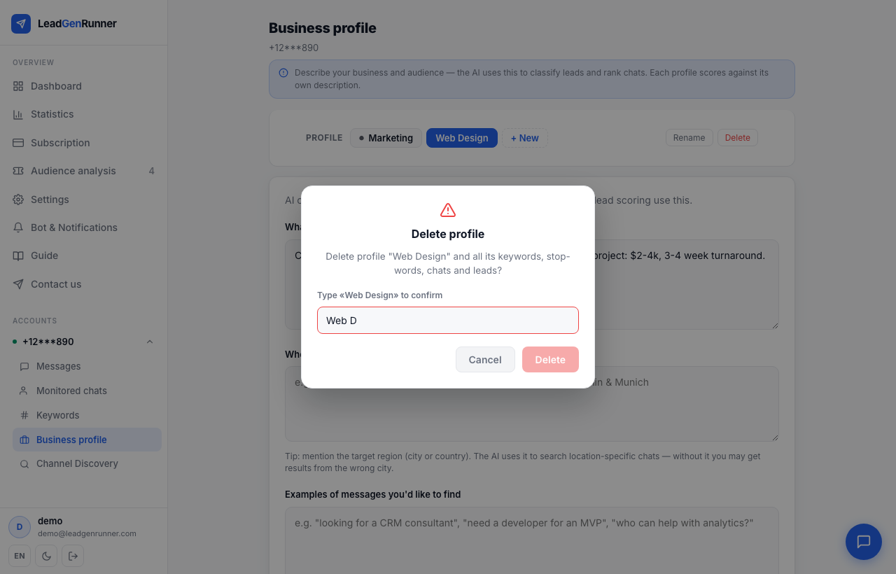 Multiple business profiles step 6
